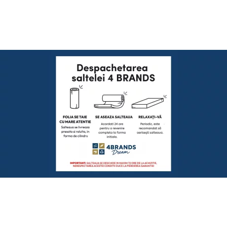 Saltea Ortopedica Cotton 4BrandsDream, 200X160X20, spuma poliuretanica high resilience, hipoalergenic, husa 68%Bumbac si 32 % poliester detasabila, fermitate mediu spre  ridicata.